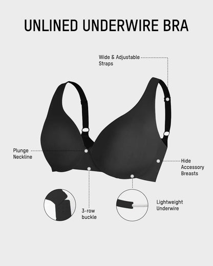 Underwire Adjustable Deep V-neck Bra