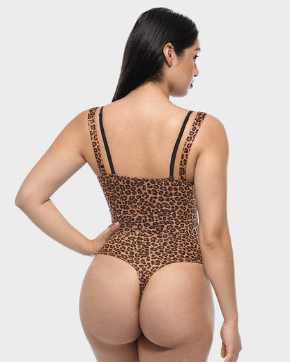 V-Neck Lace Thong Shapewear Bodysuit