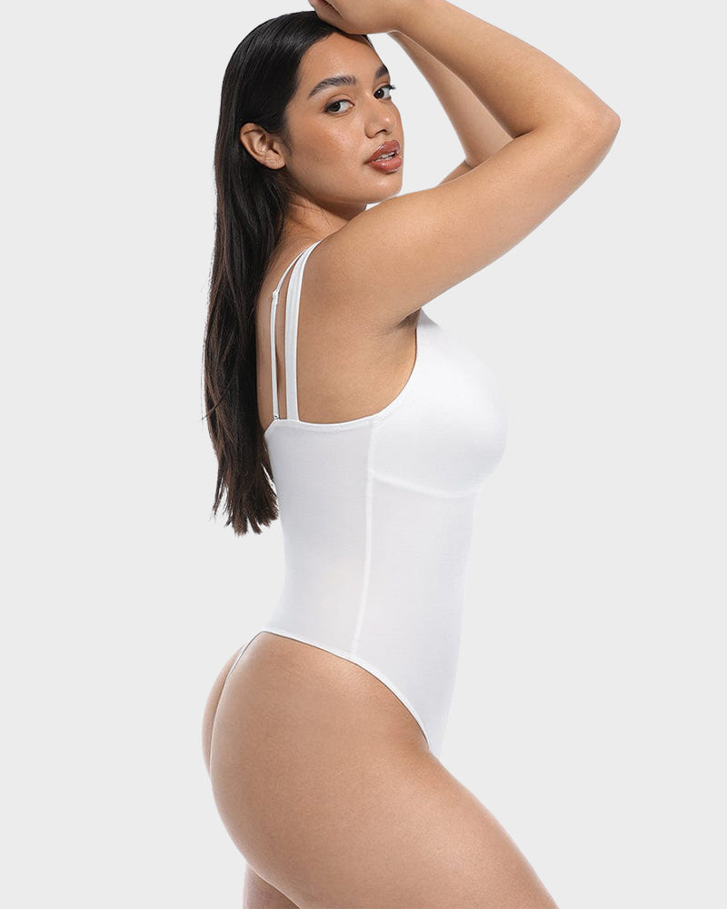 V-Neck Lace Thong Shapewear Bodysuit