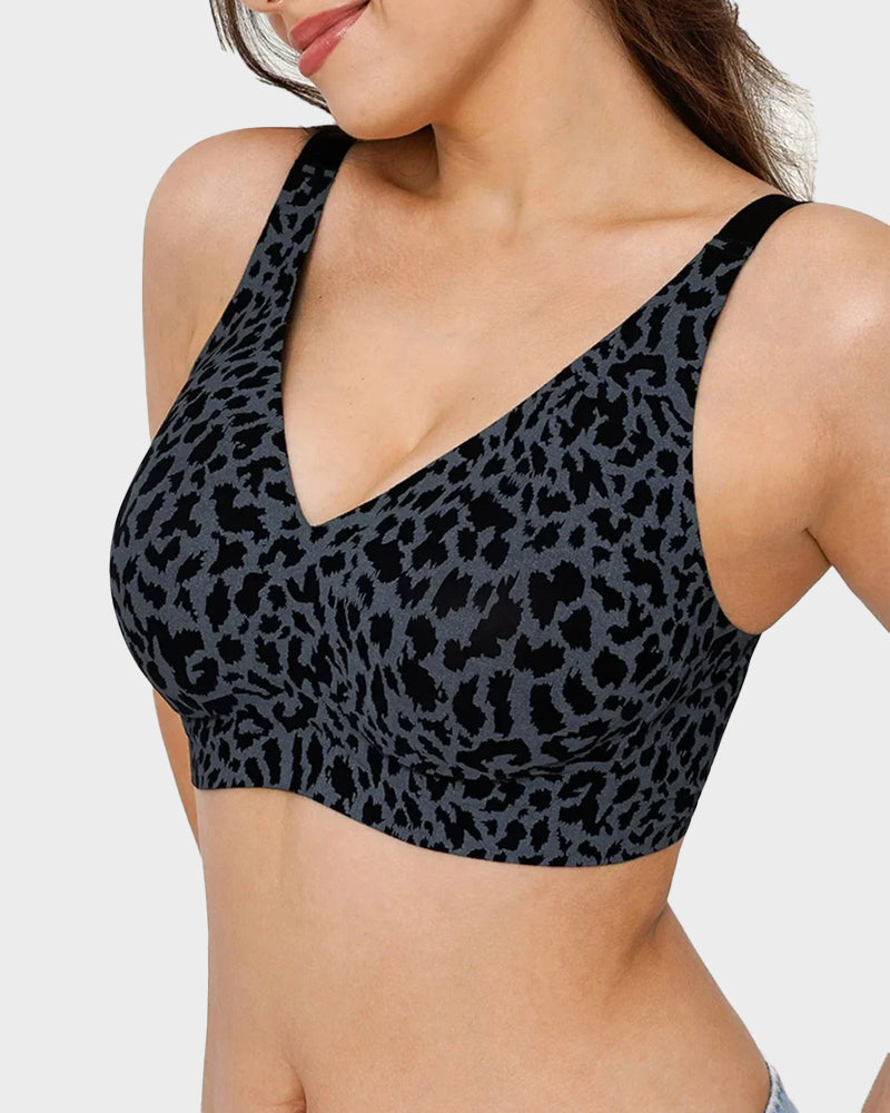 Wireless Leopard V-Neck Contour Bra
