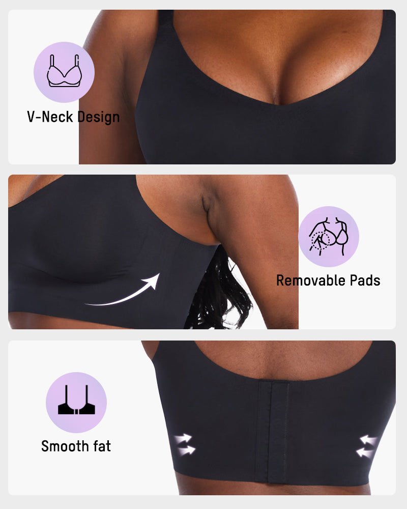 Wireless V-Neck Back & Side Smoothing Bra
