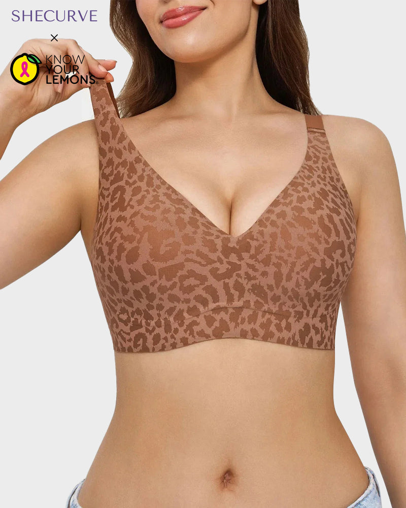 Wireless Leopard V-Neck Contour Bra