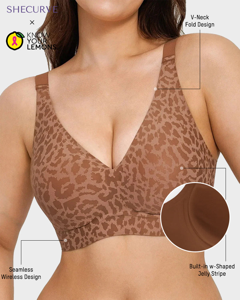Wireless Leopard V-Neck Contour Bra
