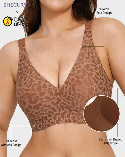 Wireless Leopard V-Neck Contour Bra