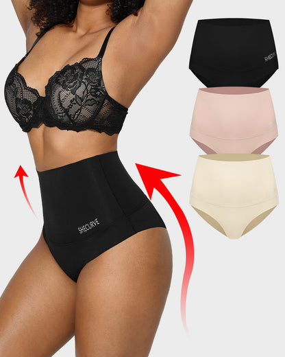 High Waisted Tummy Control Brief Panties(3 Pack)
