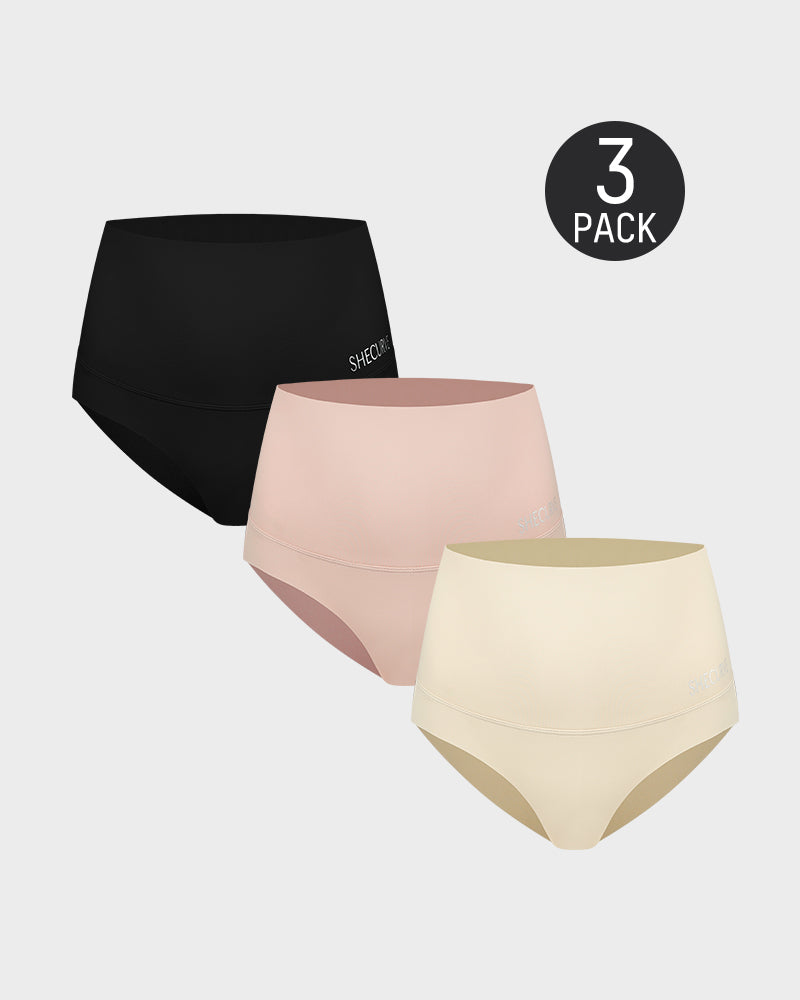 High Waisted Tummy Control Brief Panties(3 Pack)