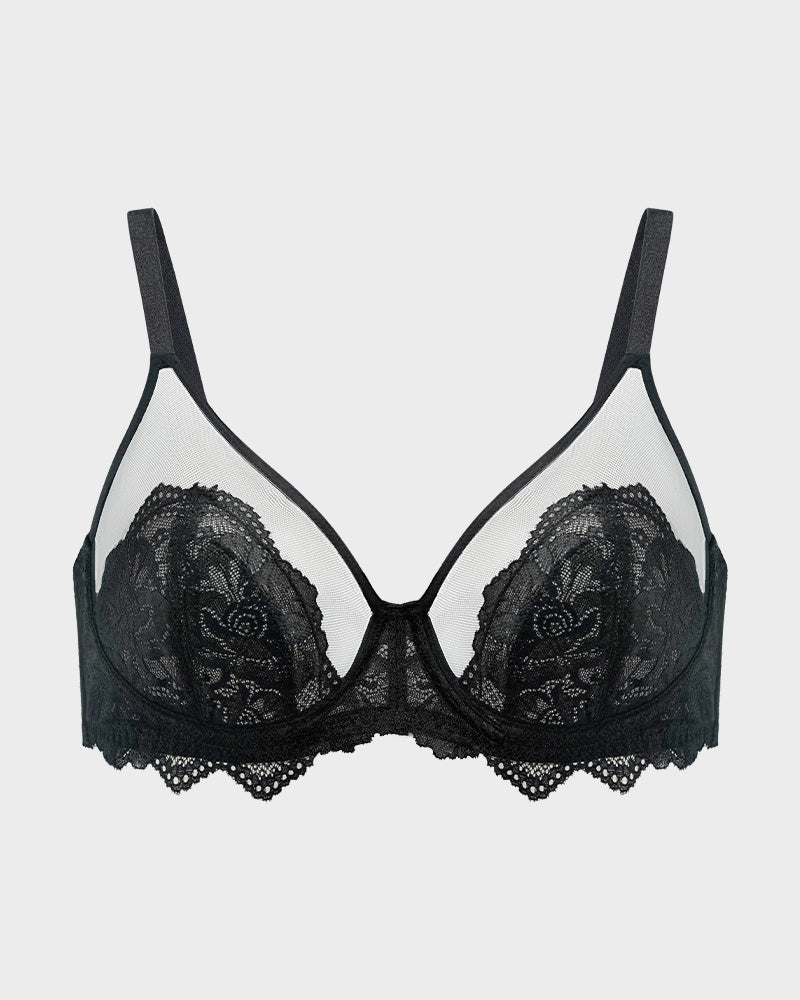 Full Coverage Lace Minimizer Bra-Purple