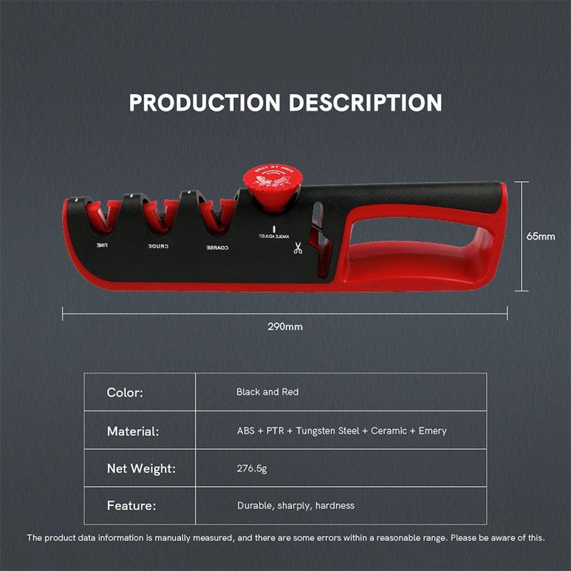 Afiador de faca 5 em 1 ângulo ajustável cozinha máquina moagem profissional faca tesoura afiar ferramentas com corte resistente - Loja Pediu Levou